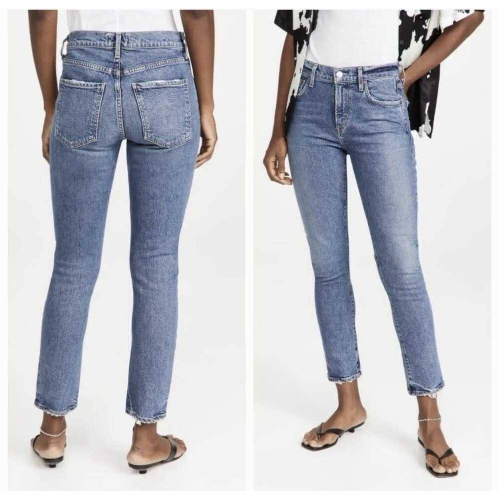 Agolde Toni Mid Rise Slim Denim Jeans in Dime Size 23